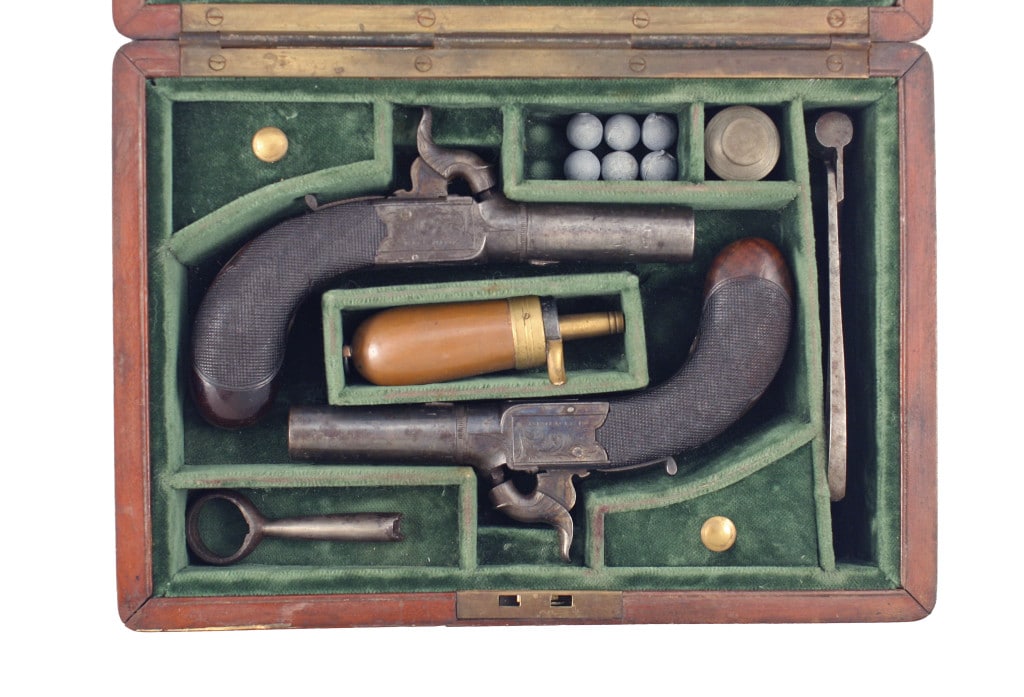 An Unusual Cased Pair of Percussion Pocket Pistols by W. Parker - Image 3