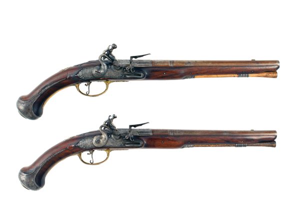 An Early Pair of Long Holster Pistols, Circa 1760.