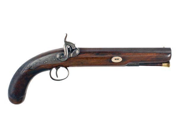 A Percussion Back Action Pistol by Hillar.