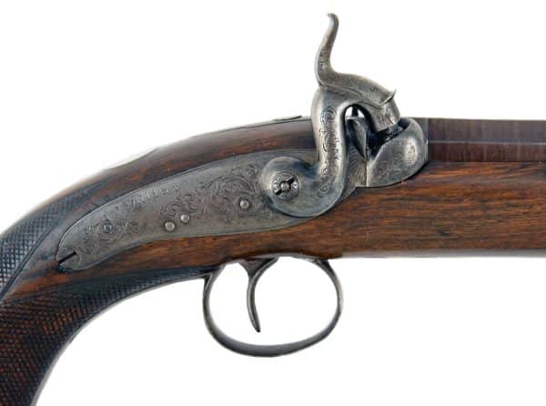 A Percussion Back Action Pistol by Hillar. - Image 4