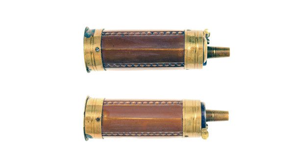 A Very Good Three-Way Pistol Flask. - Image 2