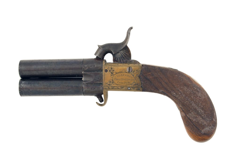 A Crisp Percussion Over & Under Pistol by Blissett of London