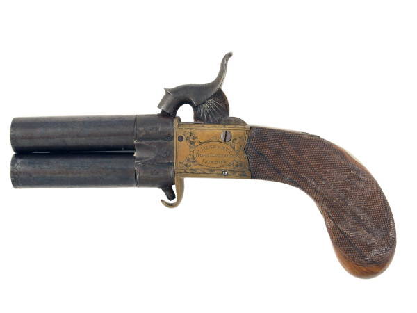 A Crisp Percussion Over & Under Pistol by Blissett of London