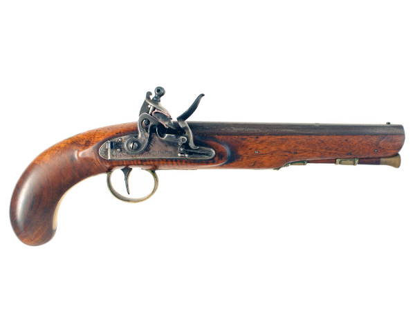 A Flintlock Officers Pistol by H. Nock