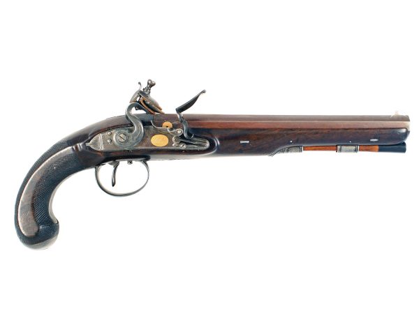 A Cased Pair of Flintlock Duelling Pistols by I. Wilkins of Grantham. - Image 7