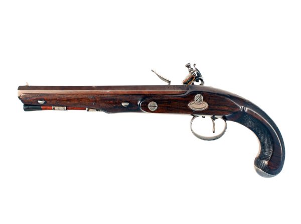A Cased Pair of Flintlock Duelling Pistols by I. Wilkins of Grantham. - Image 10