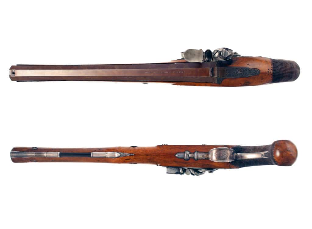 A Long Silver Mounted Irish Duelling Pistol - Image 4