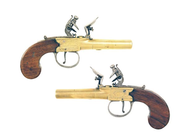 A Pair of Flintlock Box-Lock Pocket Pistols