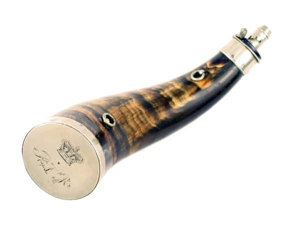 A Silver Mounted Powder Horn