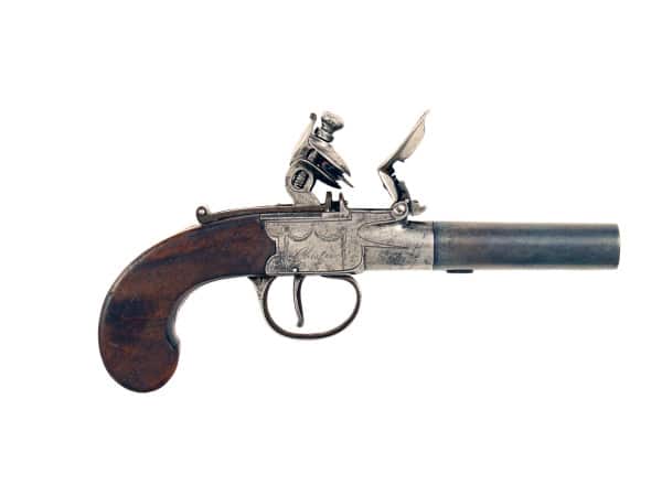 A Flintlock Pocket Pistol by Bowers of Chester.